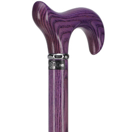 Vivid Purple Derby Walking Cane With Ash Wood Shaft and Silver Collar