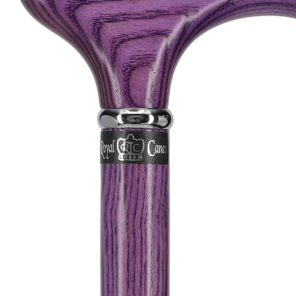 Vivid Purple Derby Walking Cane With Ash Wood Shaft and Silver Collar w/ SafeTbase