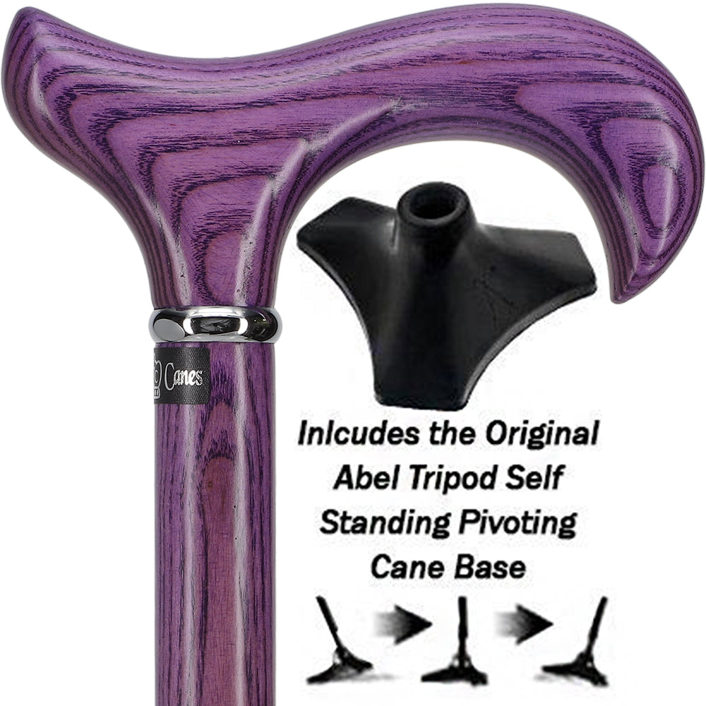 Vivid Purple Derby Walking Cane With Ash Wood Shaft w/ Able Tri Pod Base