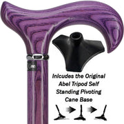 Vivid Purple Derby Walking Cane With Ash Wood Shaft w/ Able Tri Pod Base