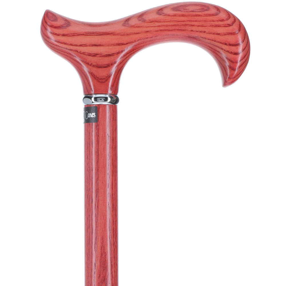 Vibrant Red Derby Walking Cane With Ash Wood Shaft and Silver ...