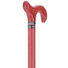 Vibrant Red Derby Walking Cane With Ash Wood Shaft and Silver Collar