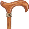 Scratch and Dent Genuine Oak Wood Derby Walking Cane With Oak Shaft And Brass Embossed Collar V1228
