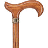 Scratch and Dent Genuine Oak Wood Derby Walking Cane With Oak Shaft And Brass Embossed Collar V1228