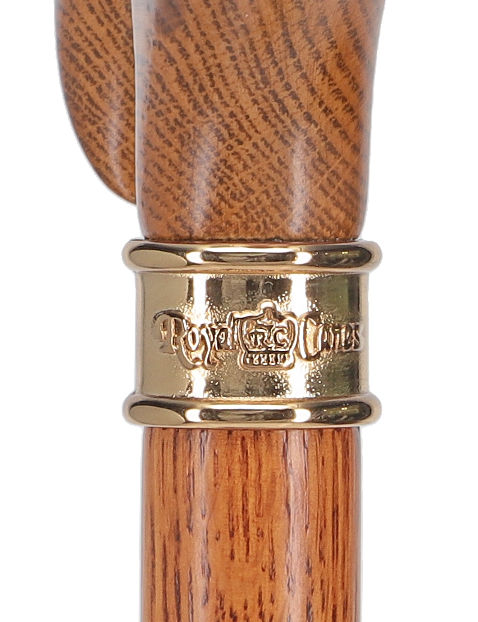 Strong Natural Oak Derby Walking Cane & Brass Embossed Collar