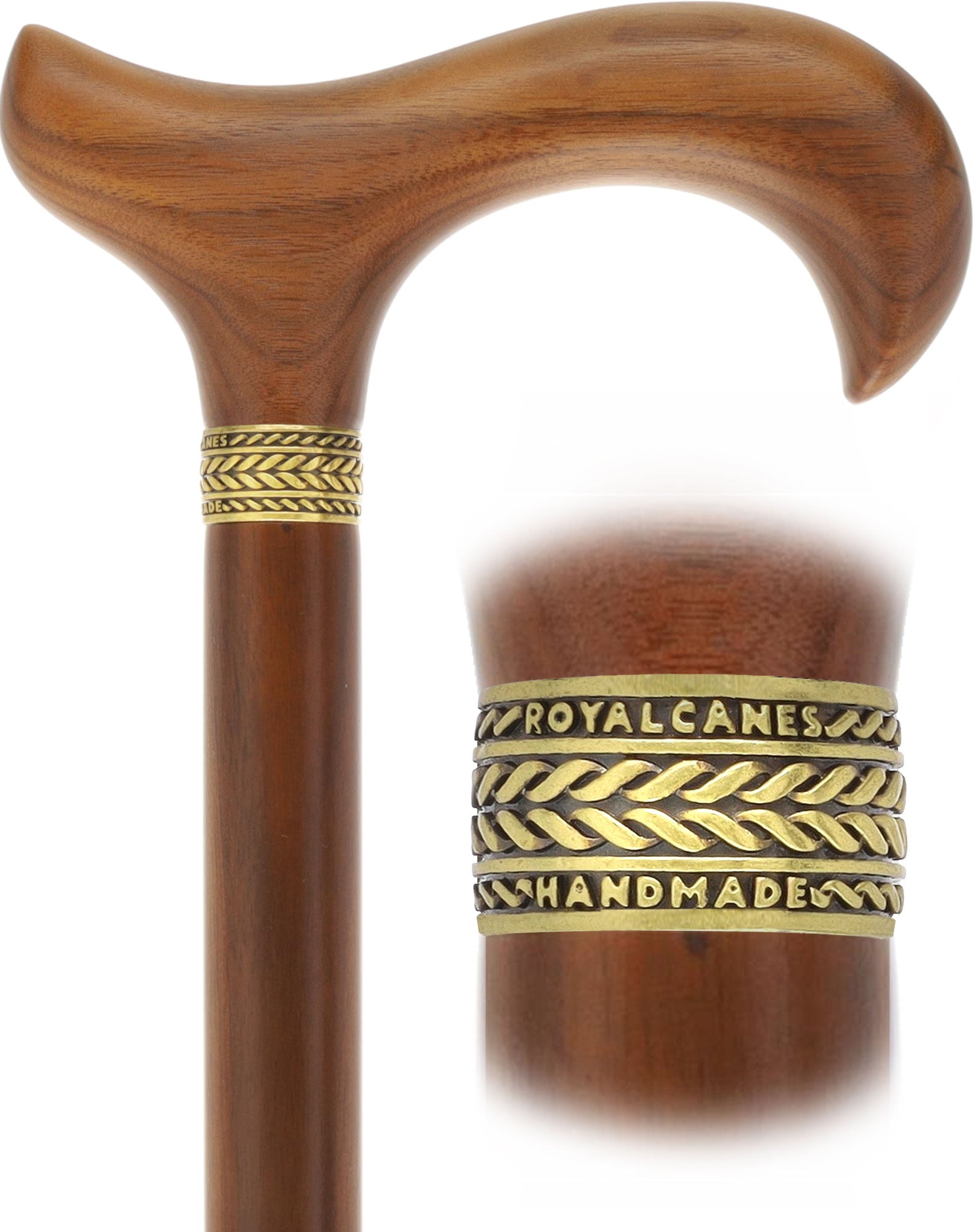 Derby Handle Standard Size (Rich Walnut Wood, Pewter Collar)