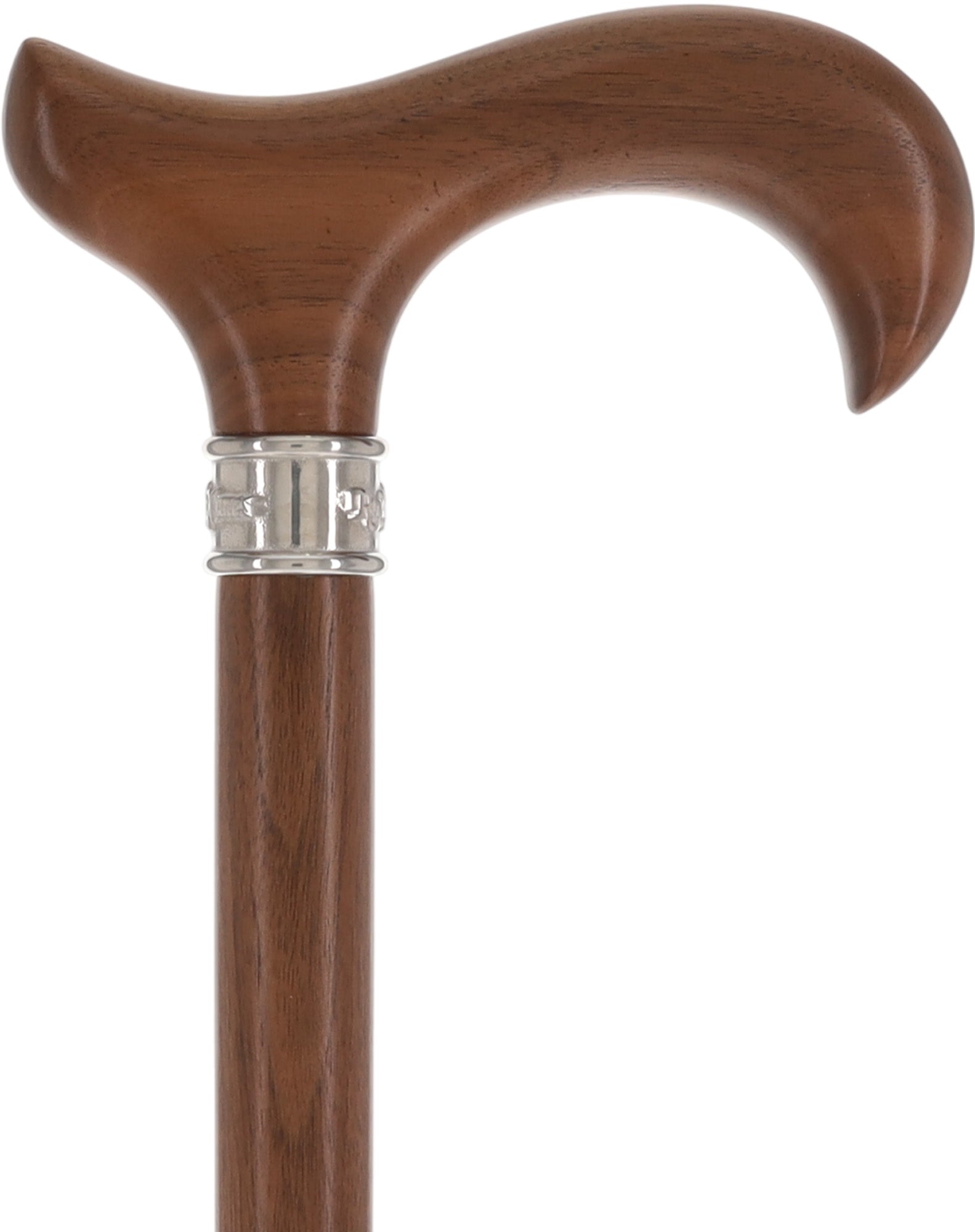 Rich Genuine Walnut Derby Cane - Embossed Collar