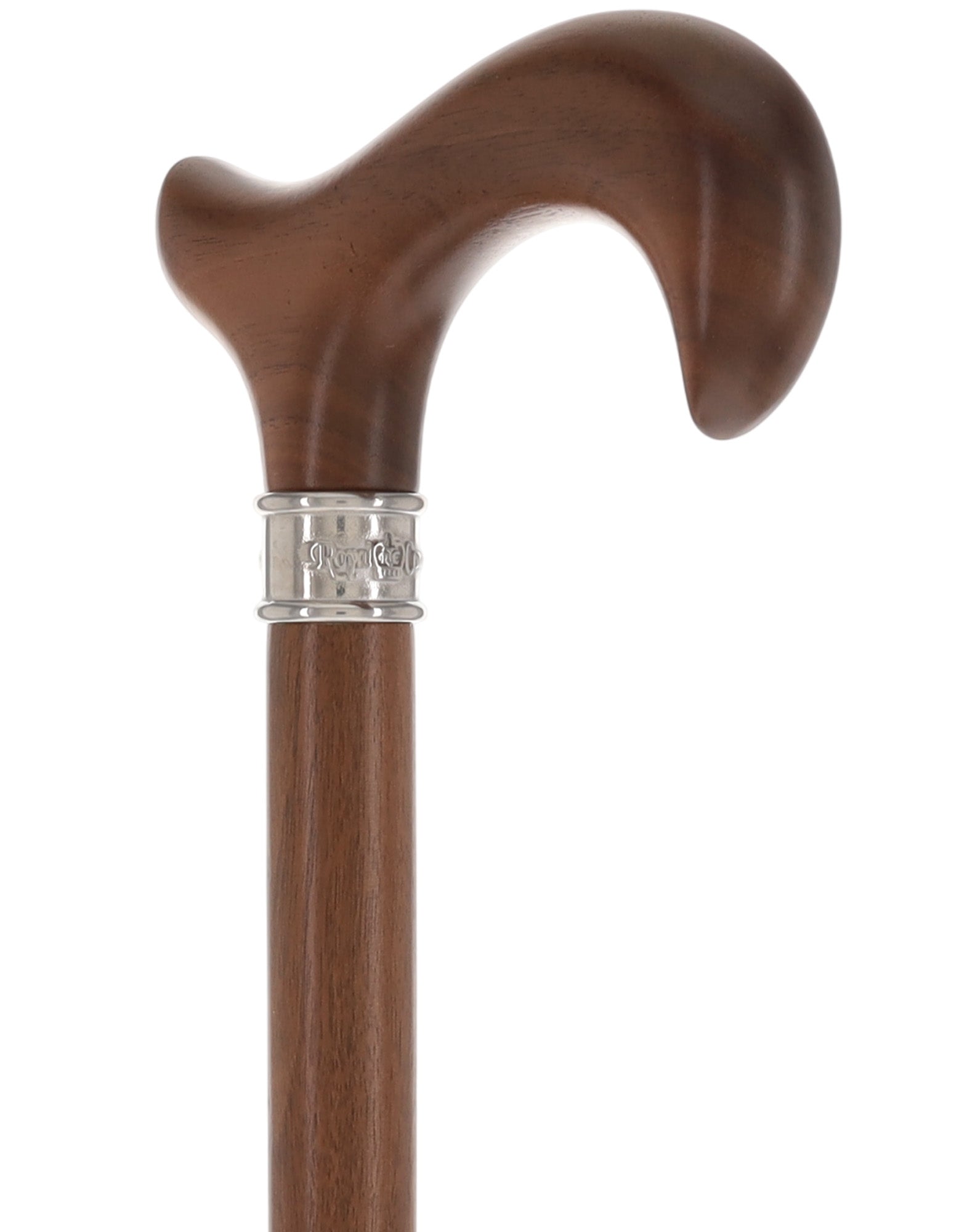 Rich Genuine Walnut Derby Cane - Embossed Collar