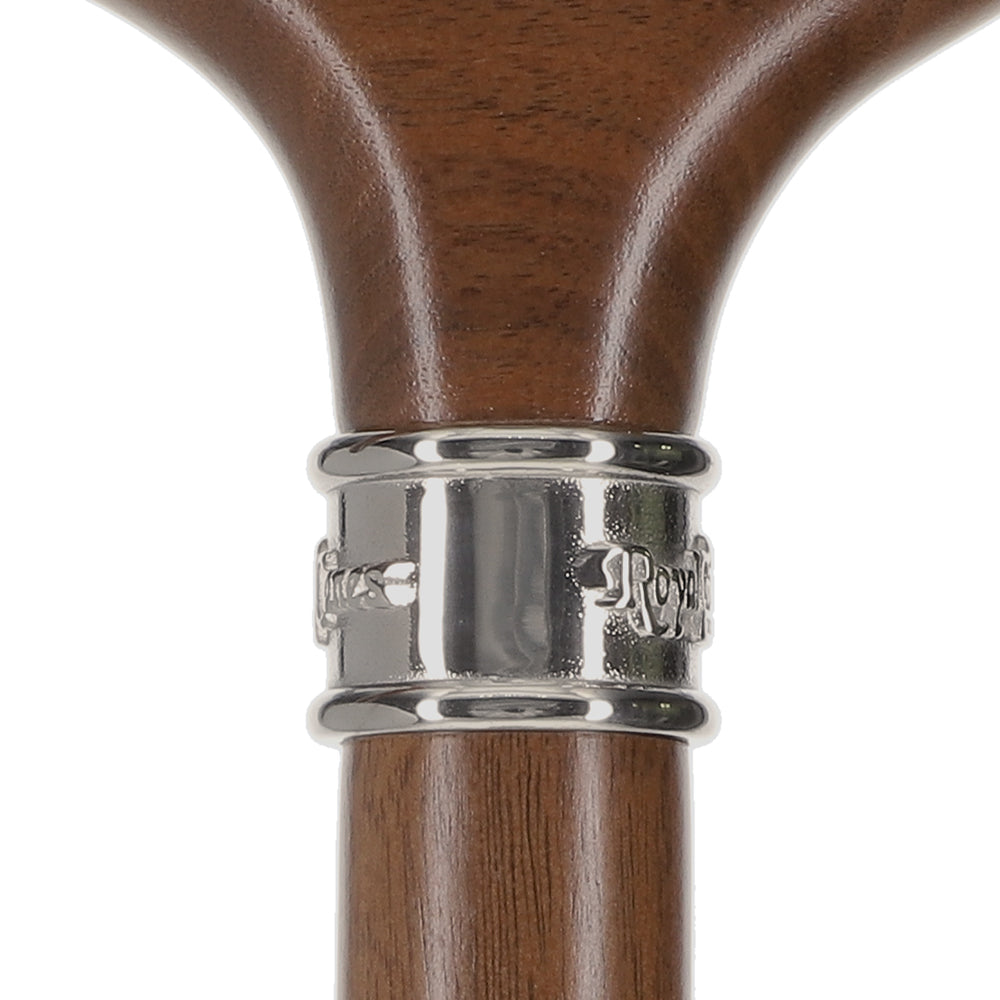 Rich Genuine Walnut Derby Cane - Embossed Collar