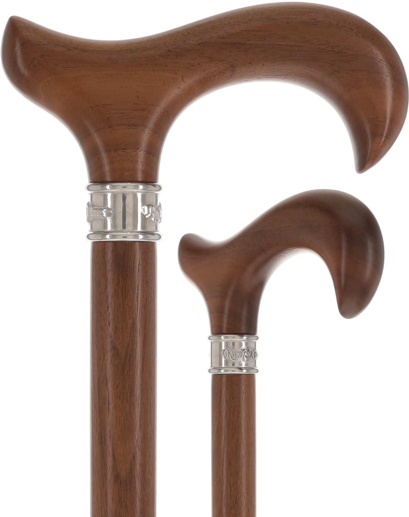 Rich Genuine Walnut Derby Cane - Embossed Collar