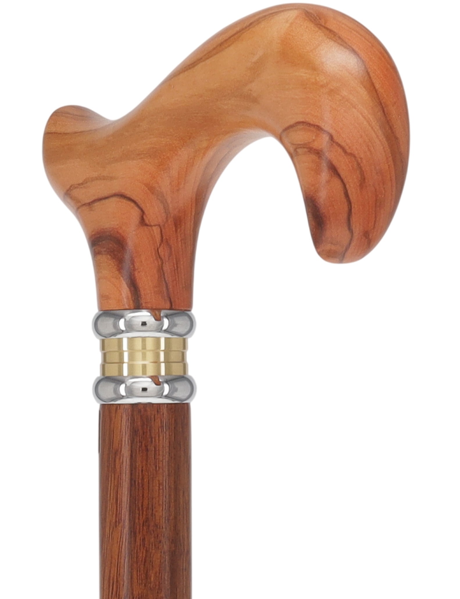 Olivewood Derby Cane - Two-Tone Collar & Ovangkol Shaft