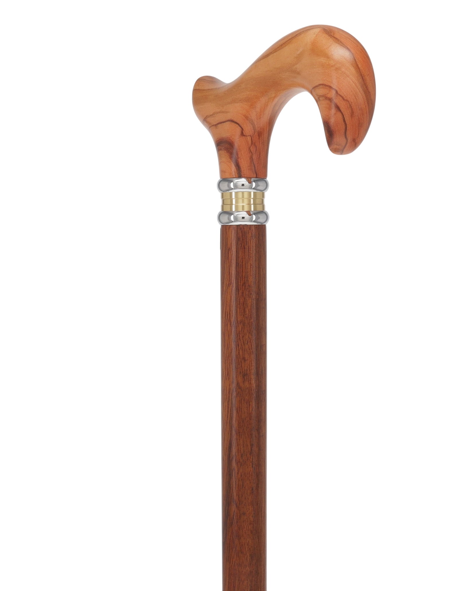 Olivewood Derby Cane - Two-Tone Collar & Ovangkol Shaft