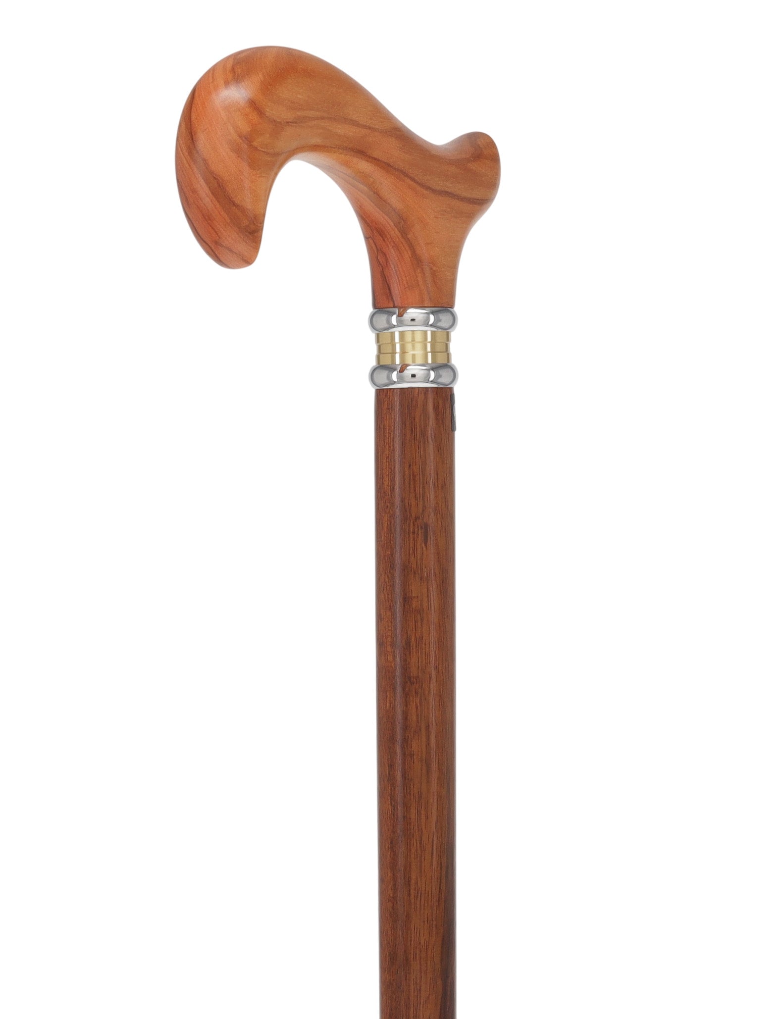 Olivewood Derby Cane - Two-Tone Collar & Ovangkol Shaft