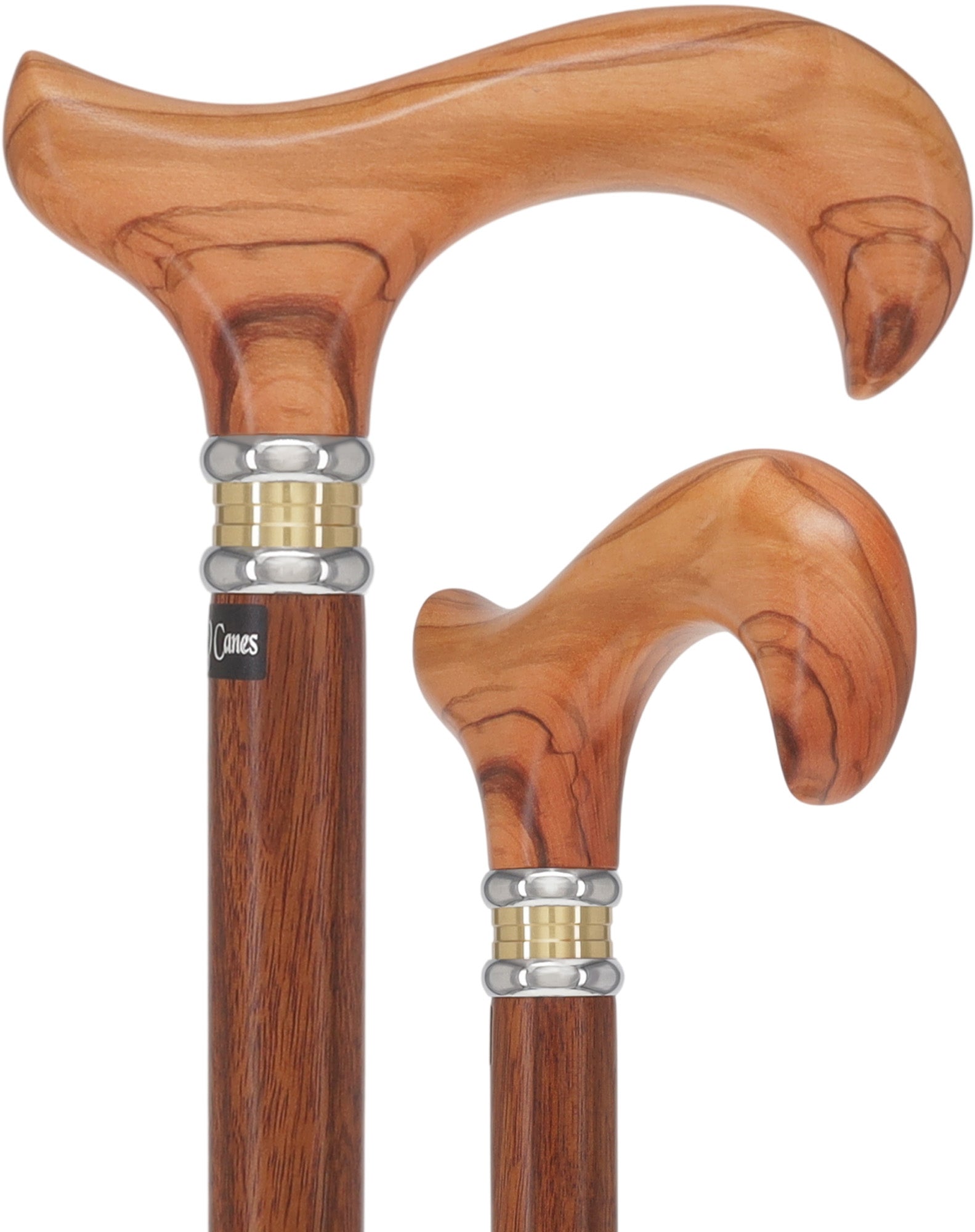 Olivewood Derby Cane - Two-Tone Collar & Ovangkol Shaft