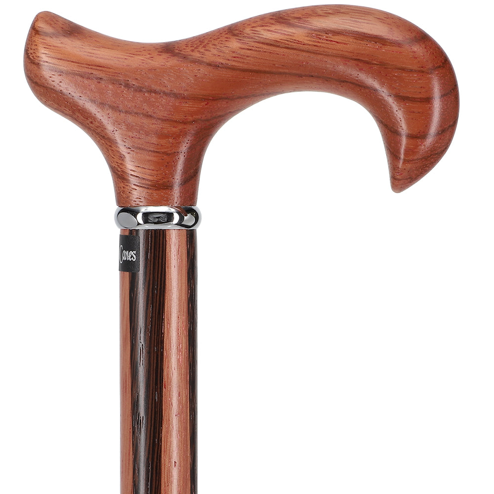 Unique Rosewood Derby: Inlaid Wenge Stripe Walking Cane