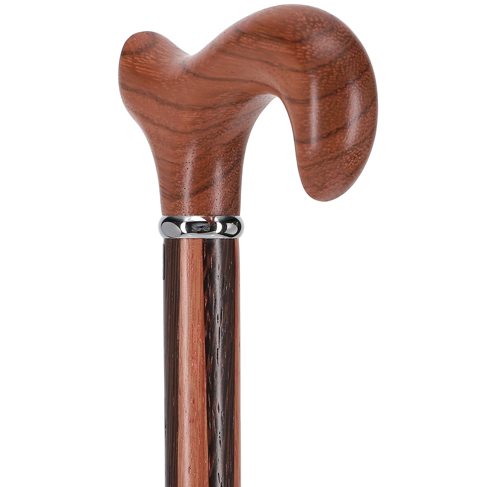 Unique Rosewood Derby: Inlaid Wenge Stripe Walking Cane