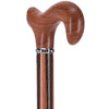 Rosewood w/ Inlaid Wenge Stripe Derby Walking Cane With Inlaid Rosewood Shaft And Silver Collar