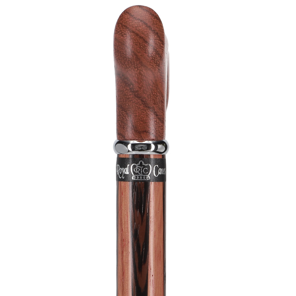 Unique Rosewood Derby: Inlaid Wenge Stripe Walking Cane