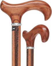 Unique Rosewood Derby: Inlaid Wenge Stripe Walking Cane
