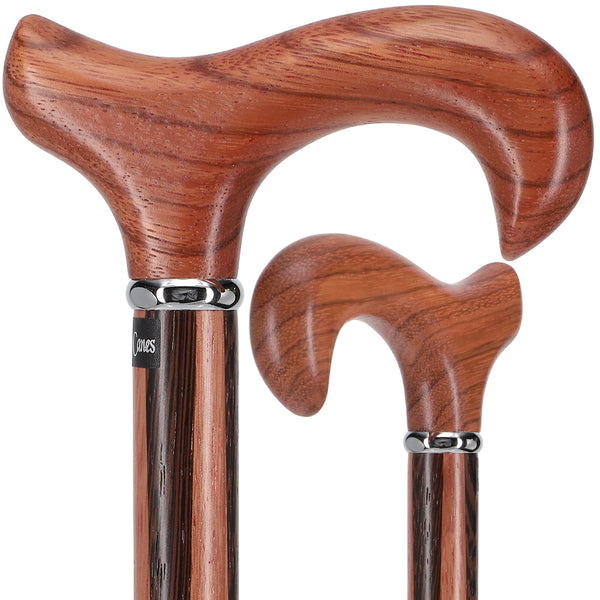 Unique Rosewood Derby: Inlaid Wenge Stripe Walking Cane