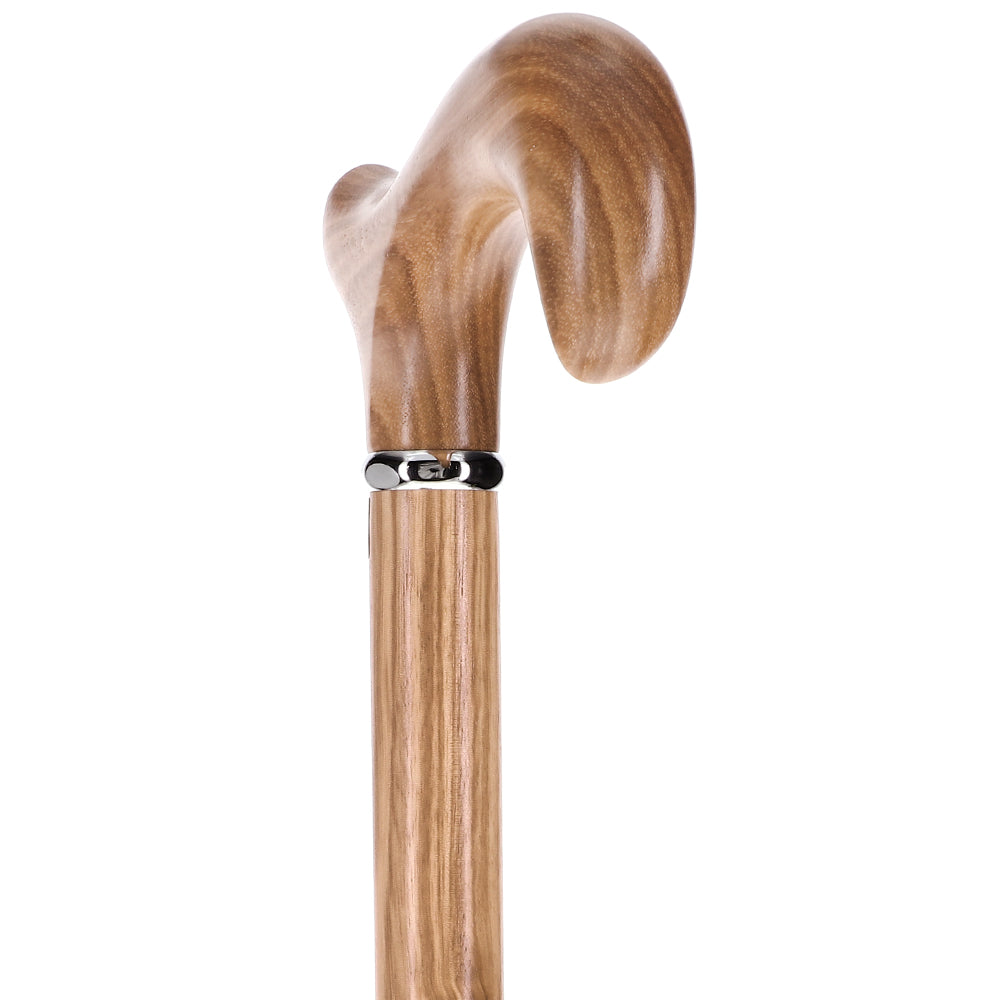 Genuine Striped Zebrano Derby Walking Cane with Natural Design