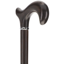 Genuine Wenge Wood Derby Walking Cane With Wenge Shaft And Silver Collar