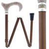 Scratch and Dent Champagne Pearlz Designer Adjustable Folding Cane w/ Rhinestone Collar V2230