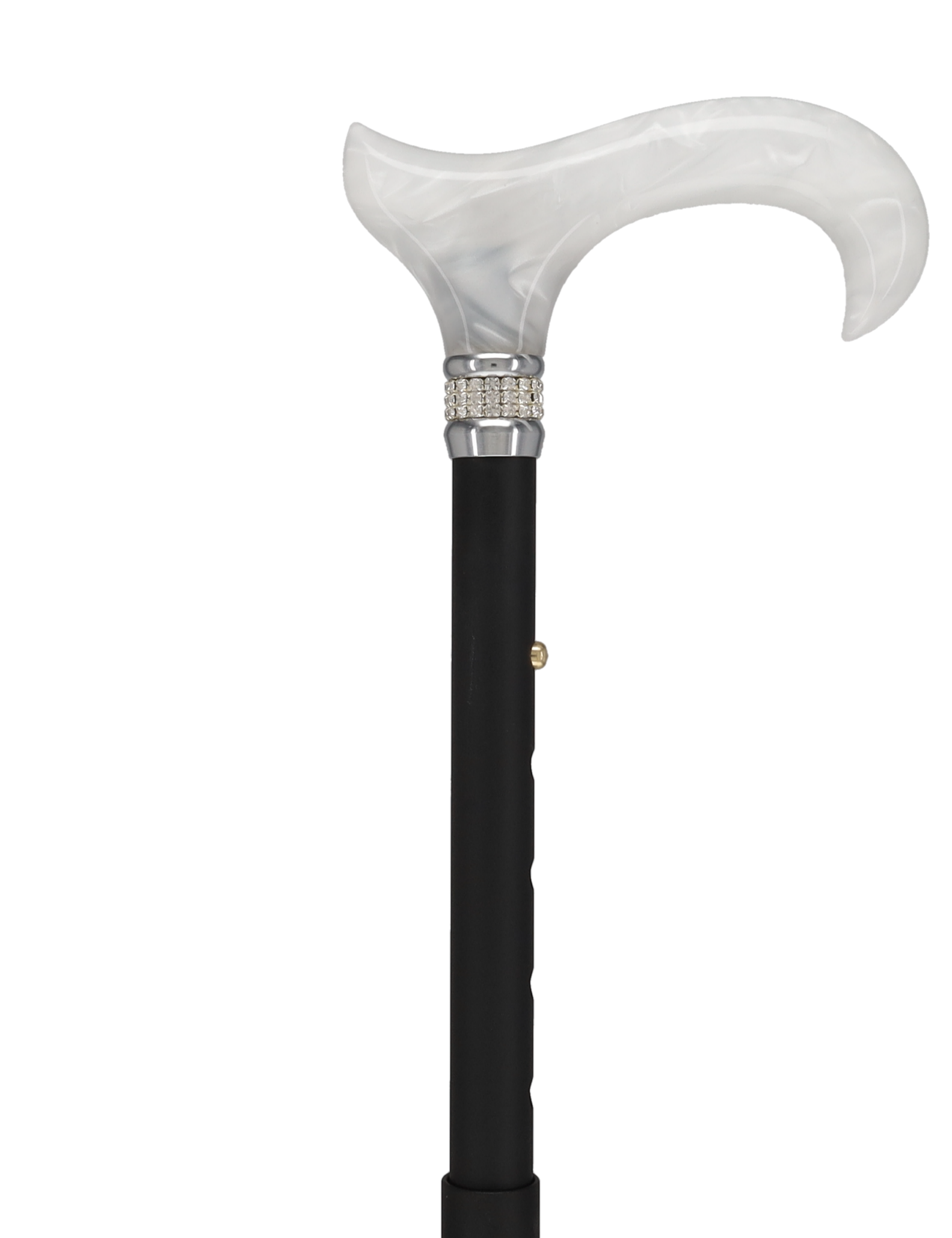 Black and White Pearlz with Rhinestone Collar and Black Designer Adjustable Orthopedic Folding Cane