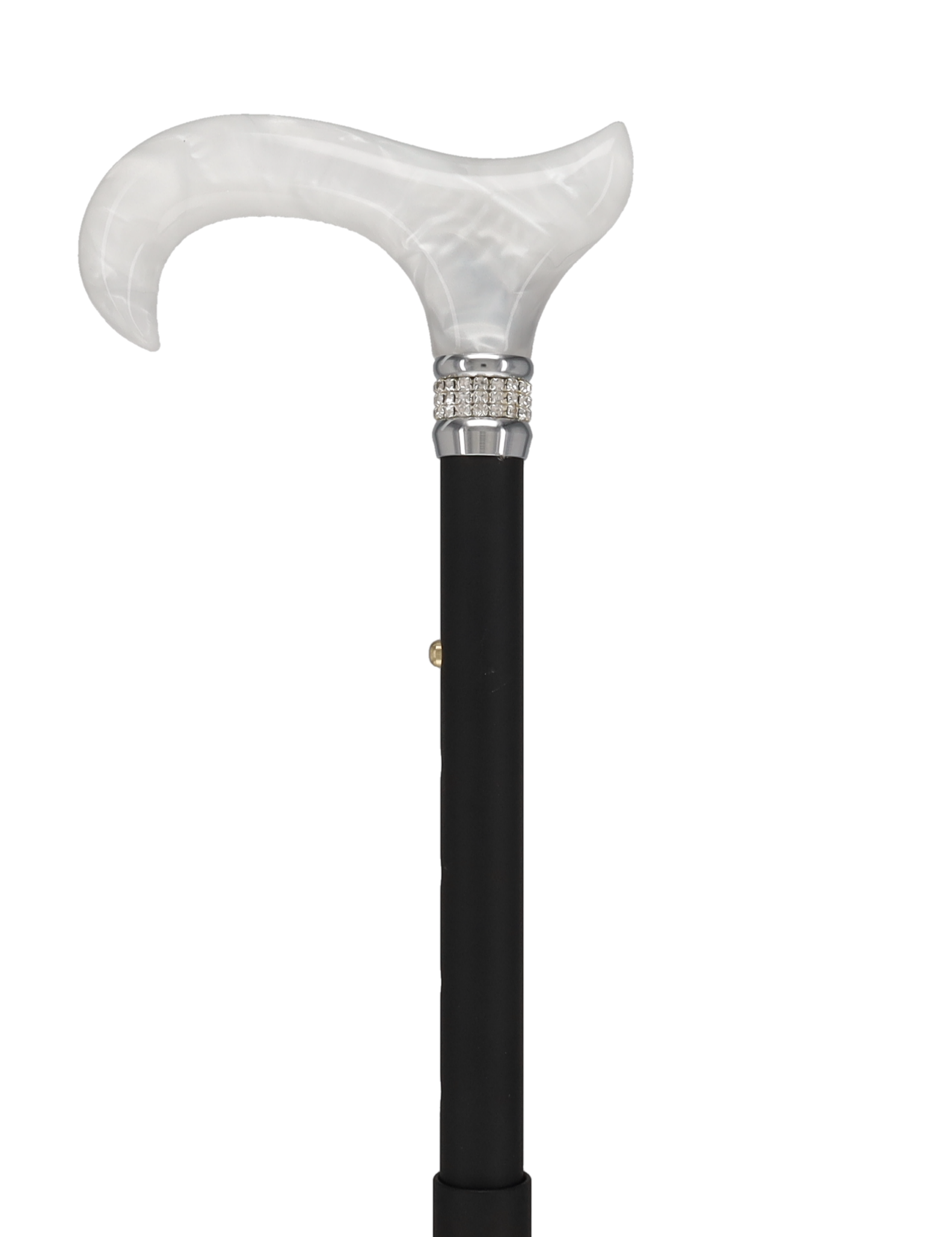 Black and White Pearlz with Rhinestone Collar and Black Designer Adjustable Orthopedic Folding Cane