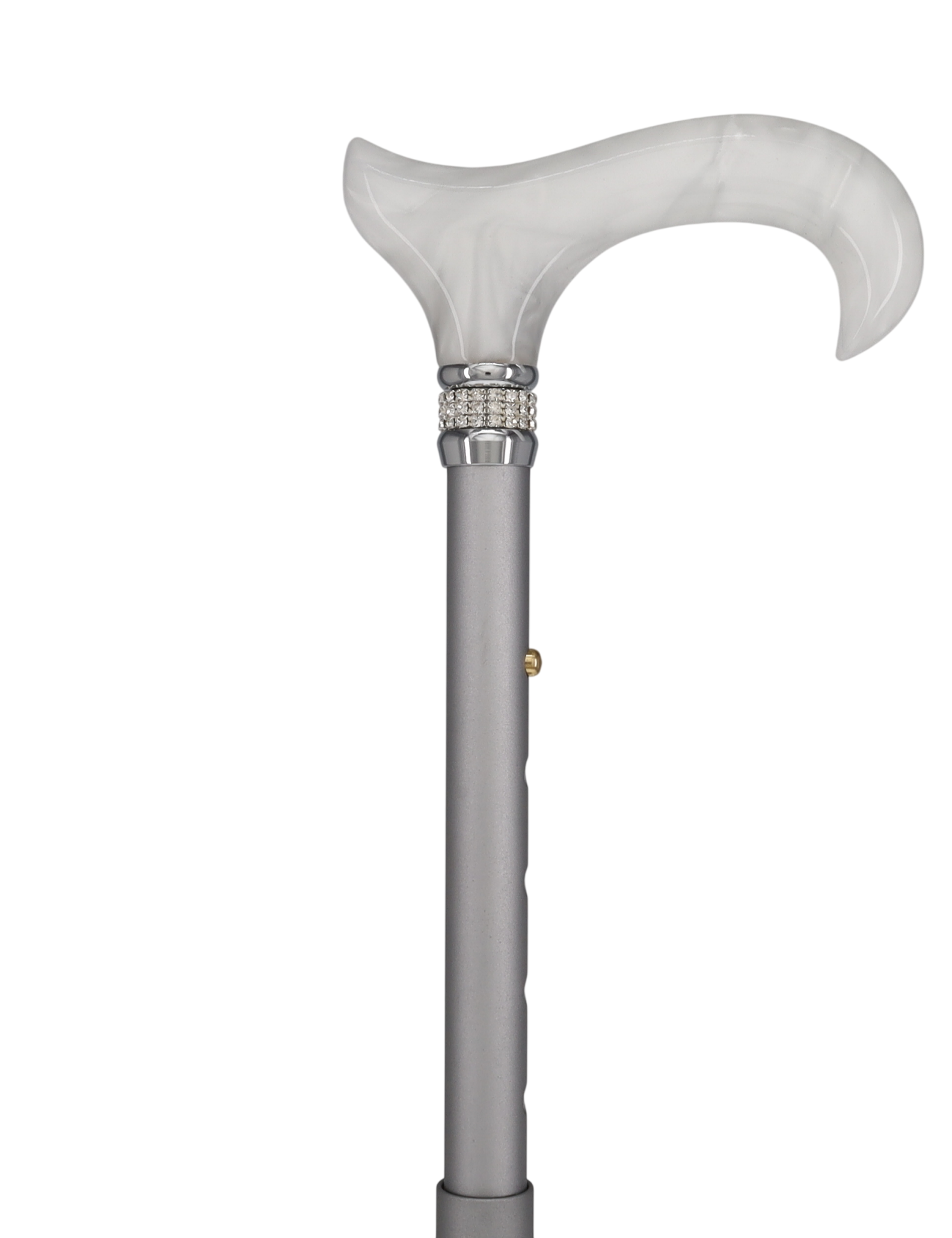 Platinum Pearlz w/Rhinestone collar and Silver shaft Designer Adjustable Orthopedic Folding Cane