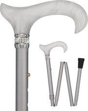 Platinum Pearlz w/Rhinestone collar and Silver shaft Designer Adjustable Orthopedic Folding Cane