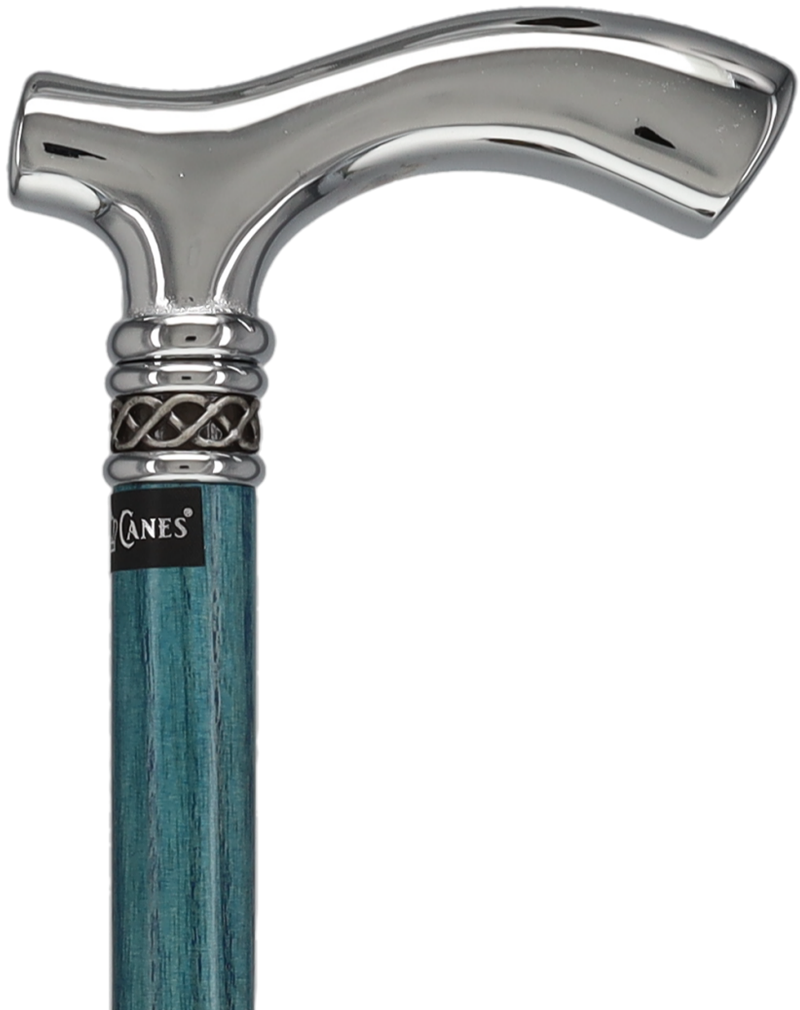 Slim Line Chrome Blue Fritz Cane: Ash Shaft, Pewter Swirl