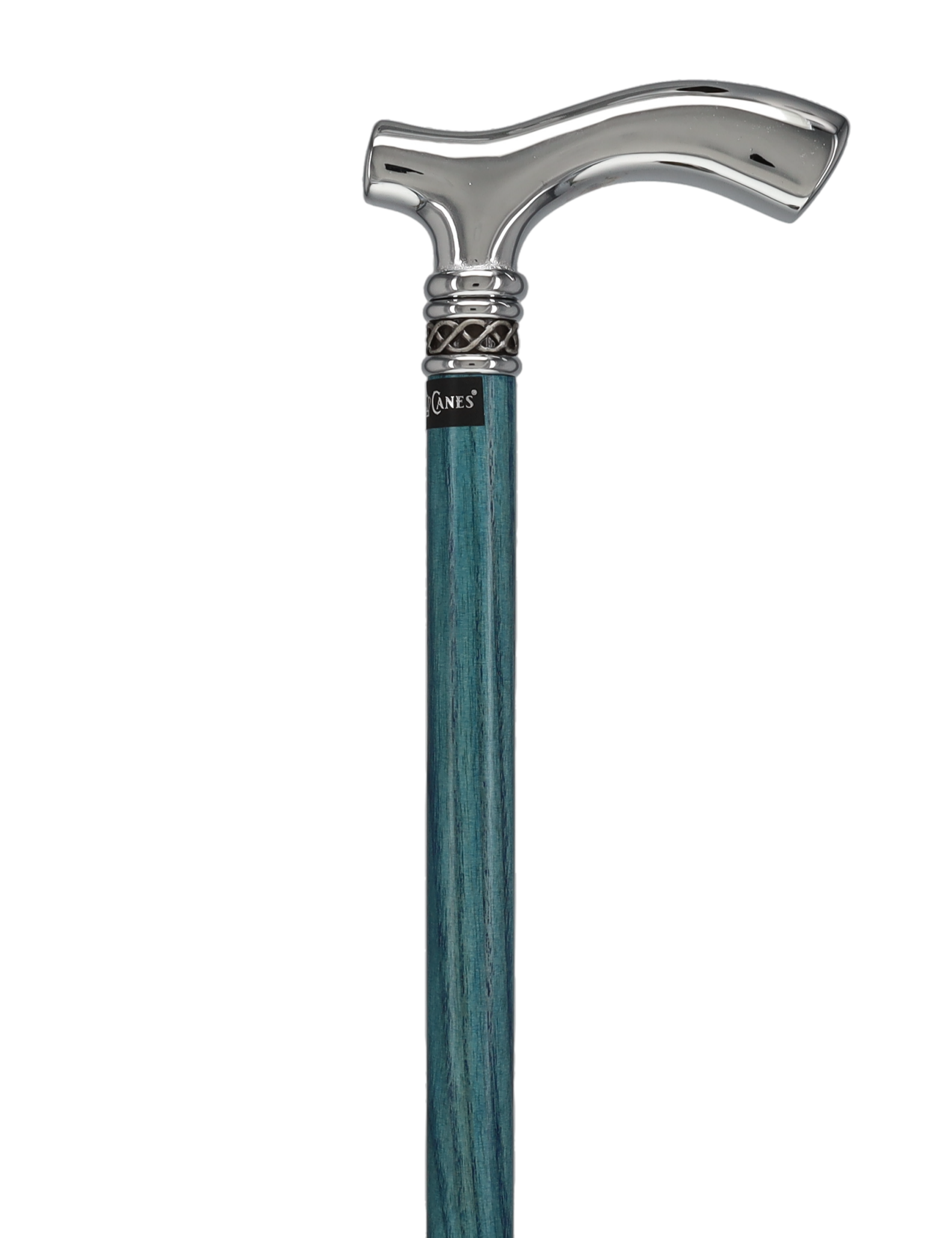 Slim Line Chrome Blue Fritz Cane: Ash Shaft, Pewter Swirl