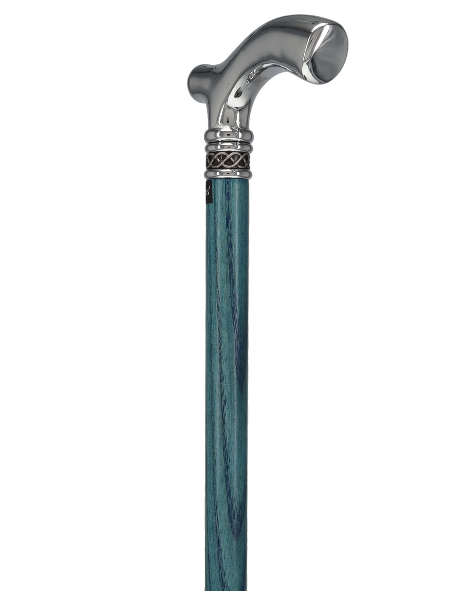 Slim Line Chrome Blue Fritz Cane: Ash Shaft, Pewter Swirl