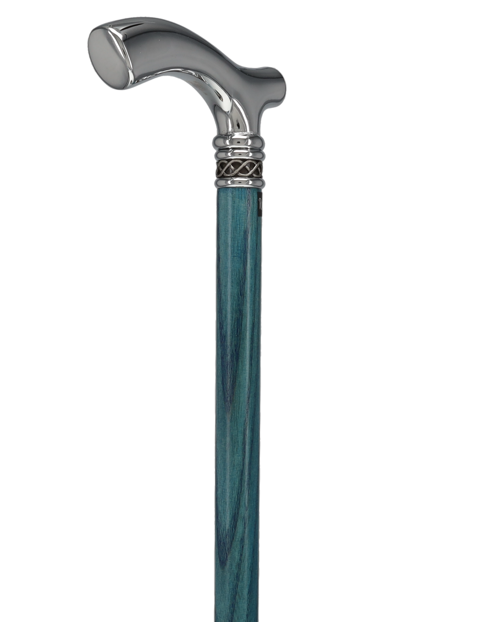 Slim Line Chrome Blue Fritz Cane: Ash Shaft, Pewter Swirl