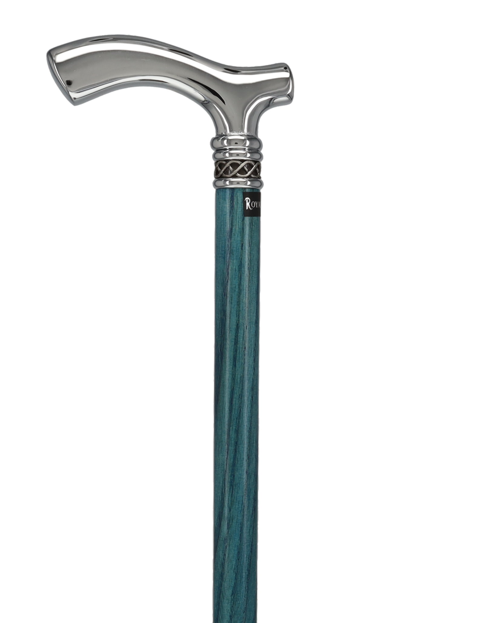 Slim Line Chrome Blue Fritz Cane: Ash Shaft, Pewter Swirl