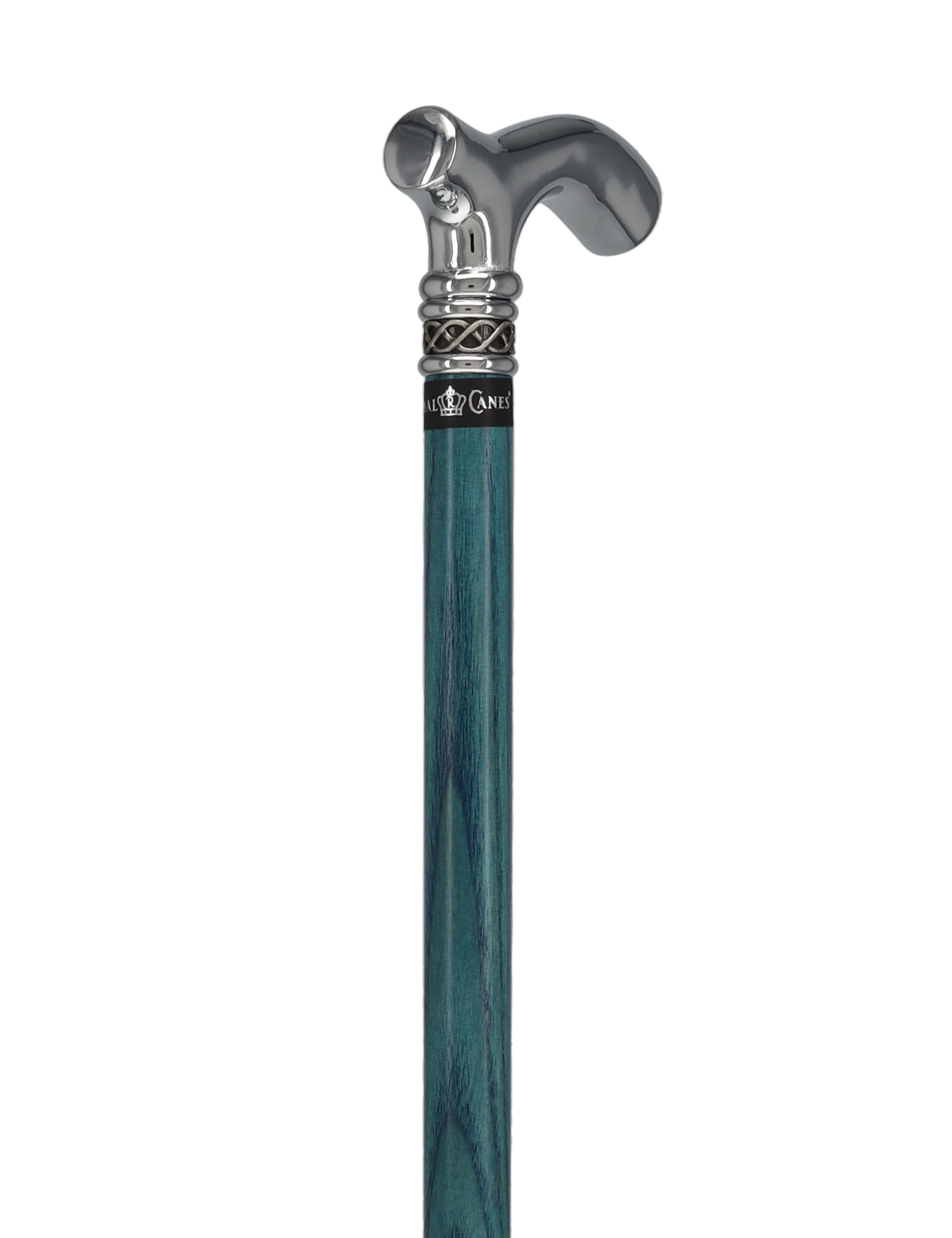 Slim Line Chrome Blue Fritz Cane: Ash Shaft, Pewter Swirl