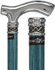 Slim Line Chrome Blue Fritz Cane: Ash Shaft, Pewter Swirl