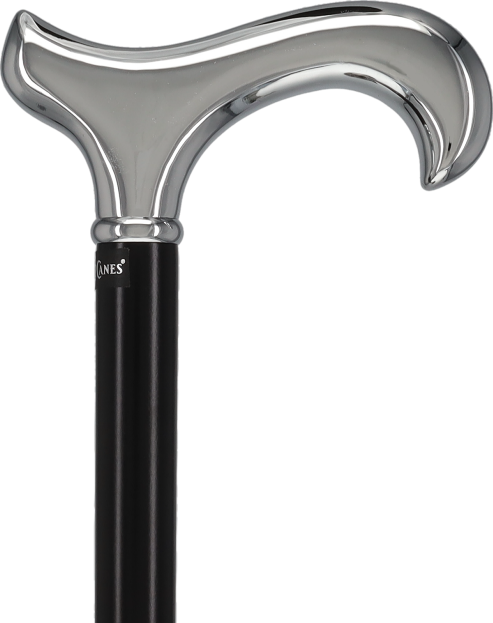 Formal Chrome Derby Cane, Black Beechwood & Silver Collar