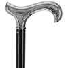 Chrome Plated Derby Walking Cane With Black Beechwood Shaft and Silver Collar