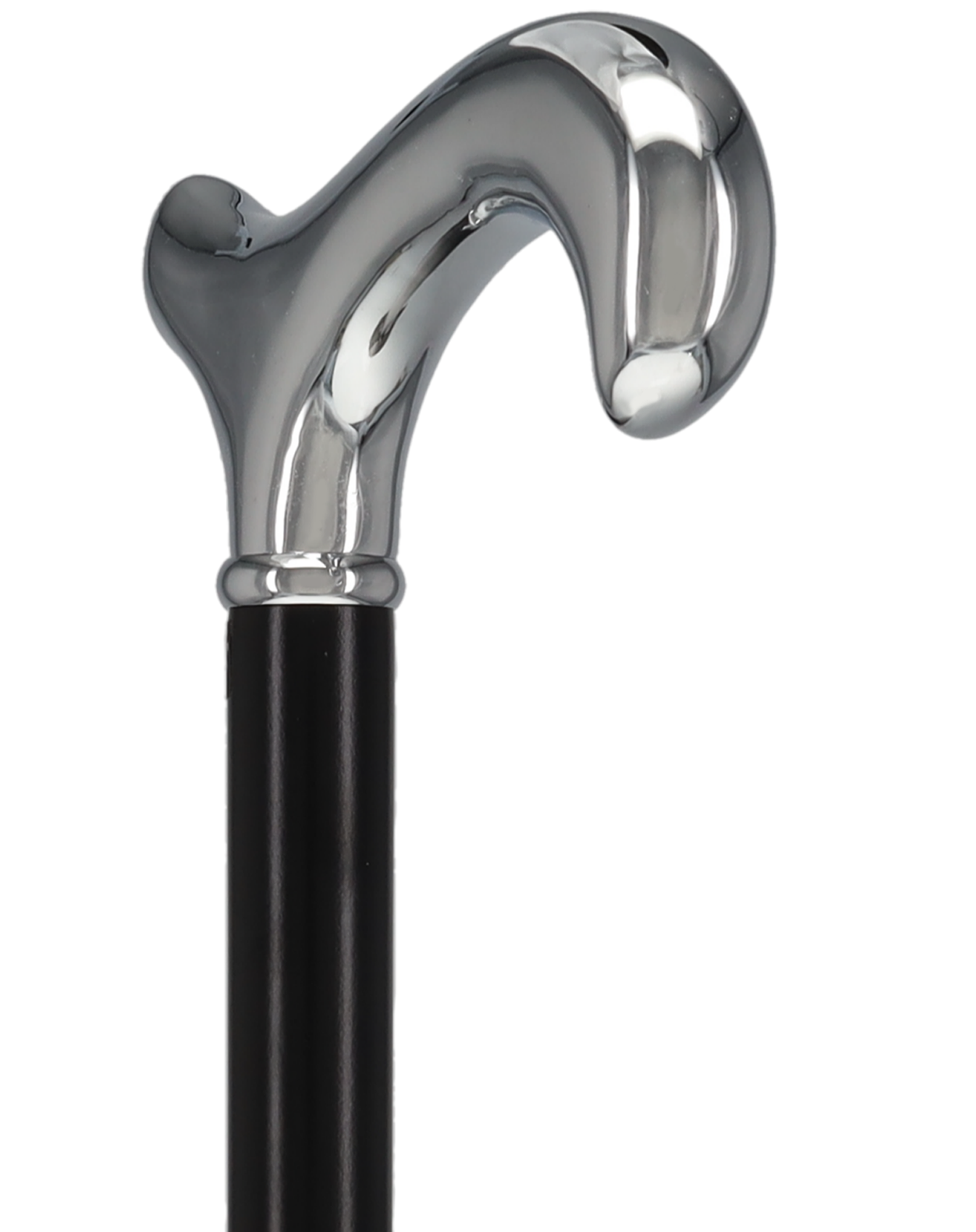 Formal Chrome Derby Cane, Black Beechwood & Silver Collar