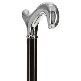 Formal Luxury Chrome Derby Cane: Silver Collar & SafeTbase