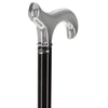 Chrome Plated Derby Walking Cane With Black Beechwood Shaft and Silver Collar w/ SafeTbase