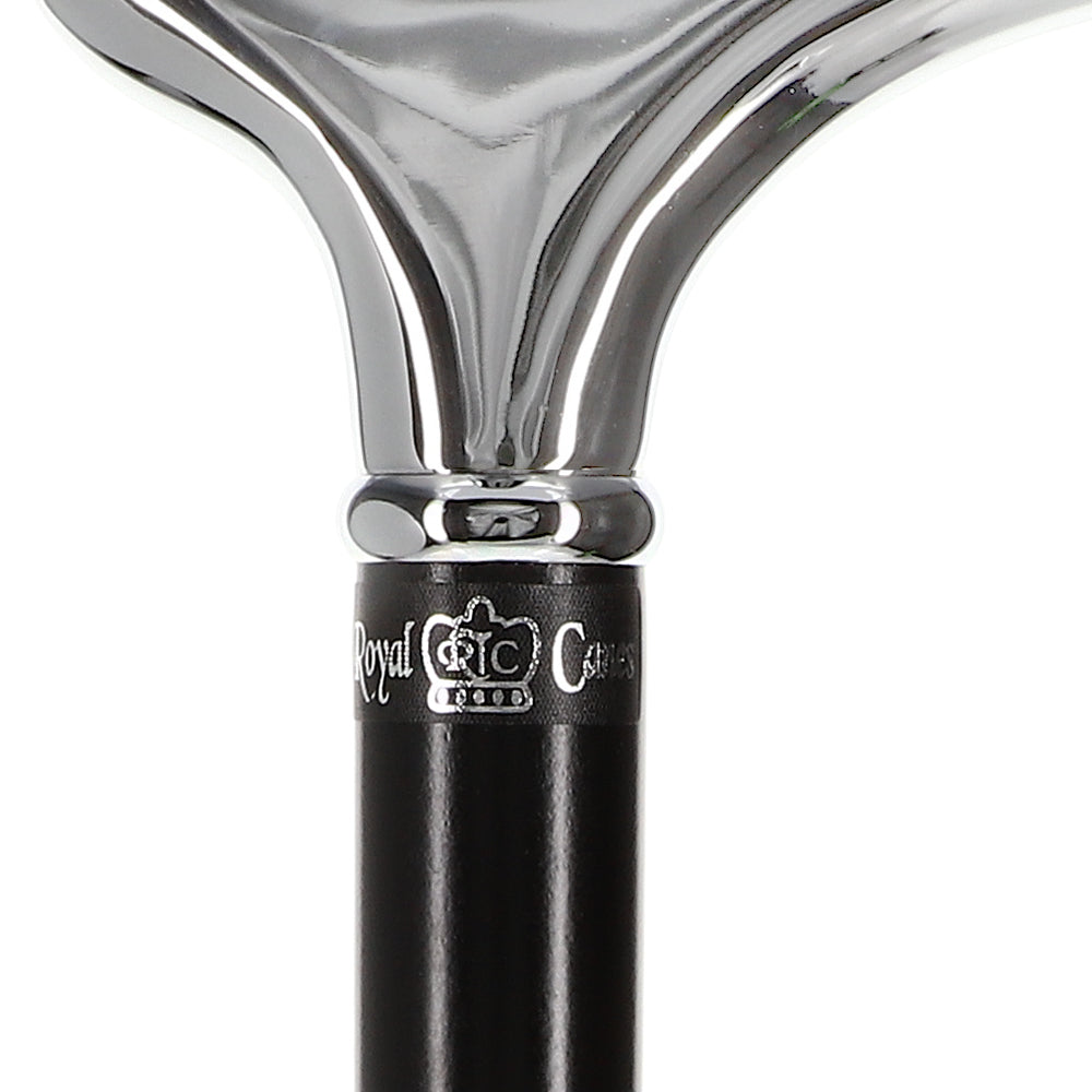 Formal Chrome Derby Cane, Black Beechwood & Silver Collar