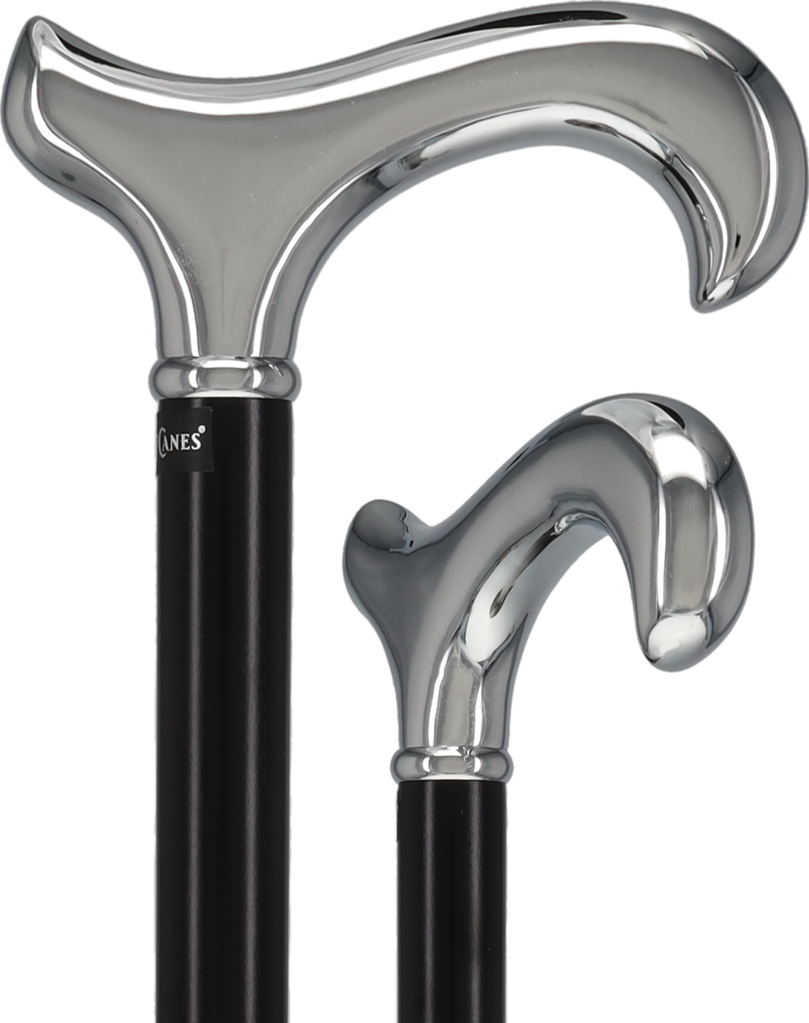 Formal Chrome Derby Cane, Black Beechwood & Silver Collar