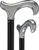 Formal Chrome Derby Cane, Black Beechwood & Silver Collar