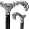 Formal Chrome Derby Cane, Black Beechwood & Silver Collar