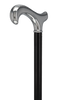Formal Chrome Derby Cane, Black Beechwood & Silver Collar