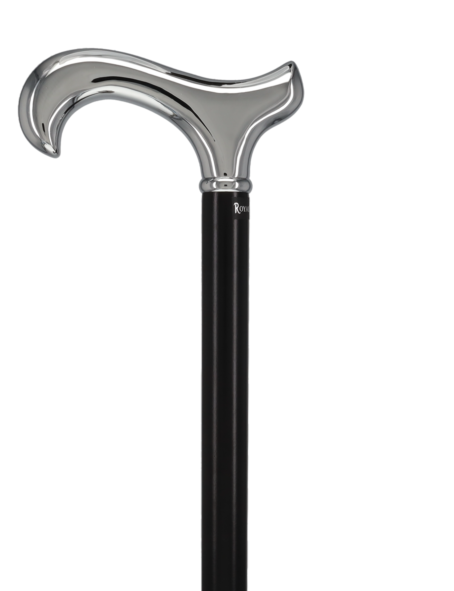 Formal Chrome Derby Cane, Black Beechwood & Silver Collar