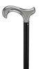 Formal Chrome Derby Cane, Black Beechwood & Silver Collar